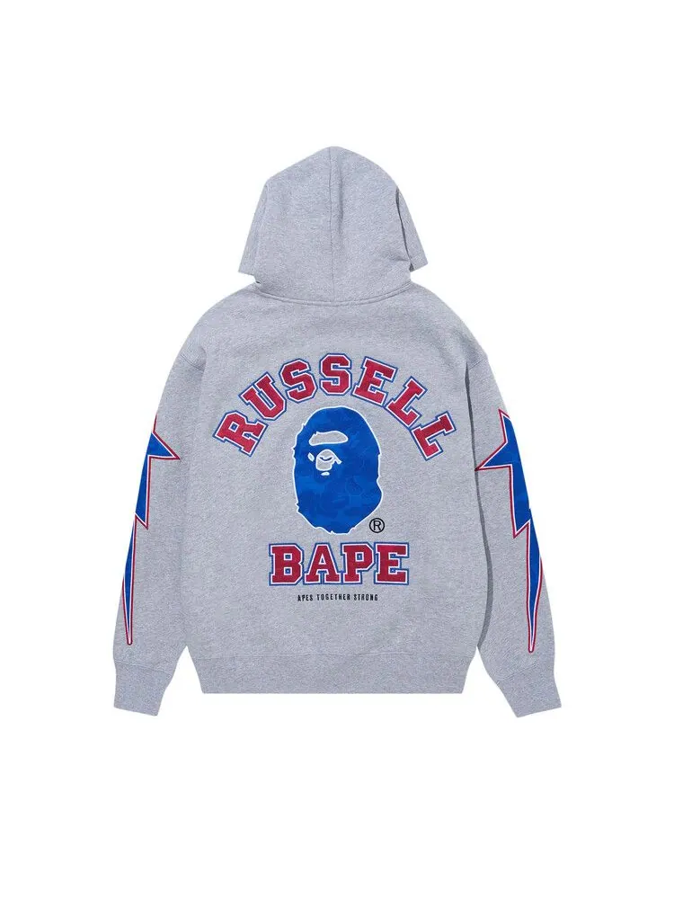 Худи BAPE x Russell Pullover Hoodie — изображение 2 из 2, серый