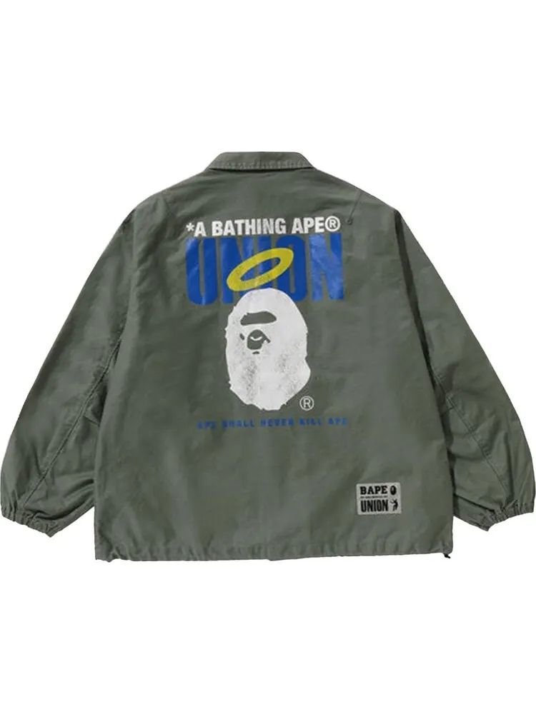 Куртка BAPE x Union Pigment Dyed Coach 'Olive Drab' — изображение 2 из 2, зеленый