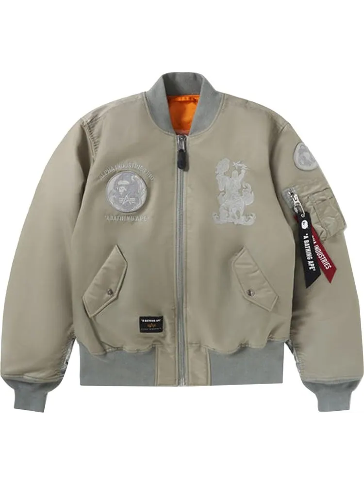 Куртка BAPE x Alpha Industries MA-1 'Olive Drab' — изображение 1 из 2, зеленый