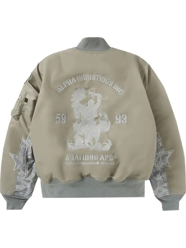Куртка BAPE x Alpha Industries MA-1 'Olive Drab' — изображение 2 из 2, зеленый