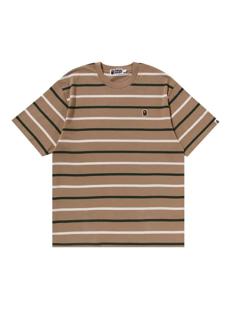 Футболка BAPE Ape Head One Point Stripe Tee — изображение 1 из 1, коричневый