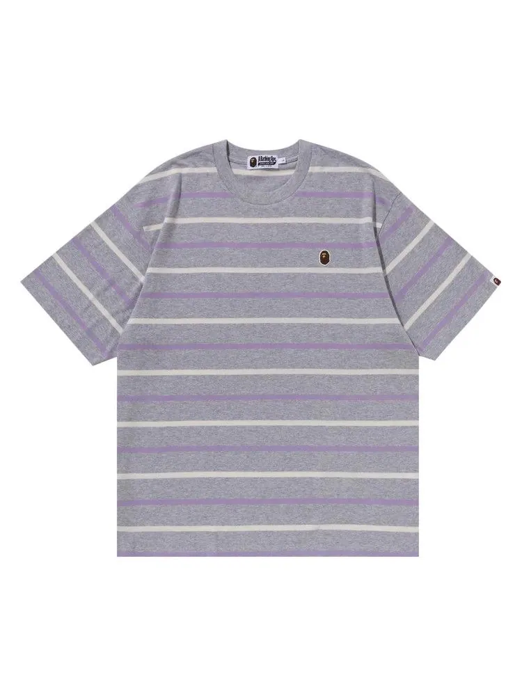 Футболка BAPE Ape Head One Point Stripe Tee — изображение 1 из 1, серый