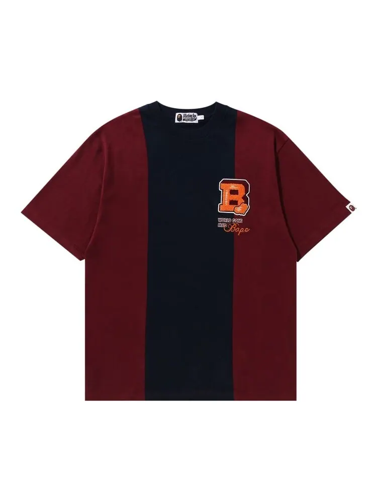 Футболка BAPE Badges Color Blocking 'Navy' — изображение 1 из 3, синий