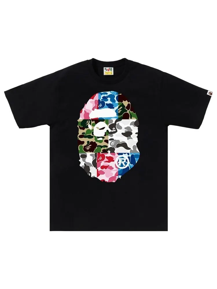 Футболка BAPE ABC Camo Crazy Big Ape Head 'Black' — изображение 1 из 1, черный