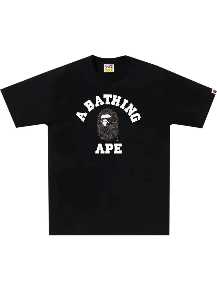 Футболка BAPE Layered Line Camo College 'Black/Black' — изображение 1 из 1, черный