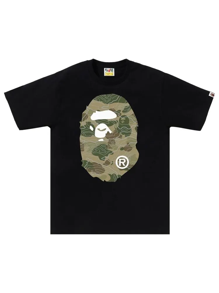 Футболка BAPE Layered Line Camo Big Ape Head 'Black' — изображение 1 из 2, черный