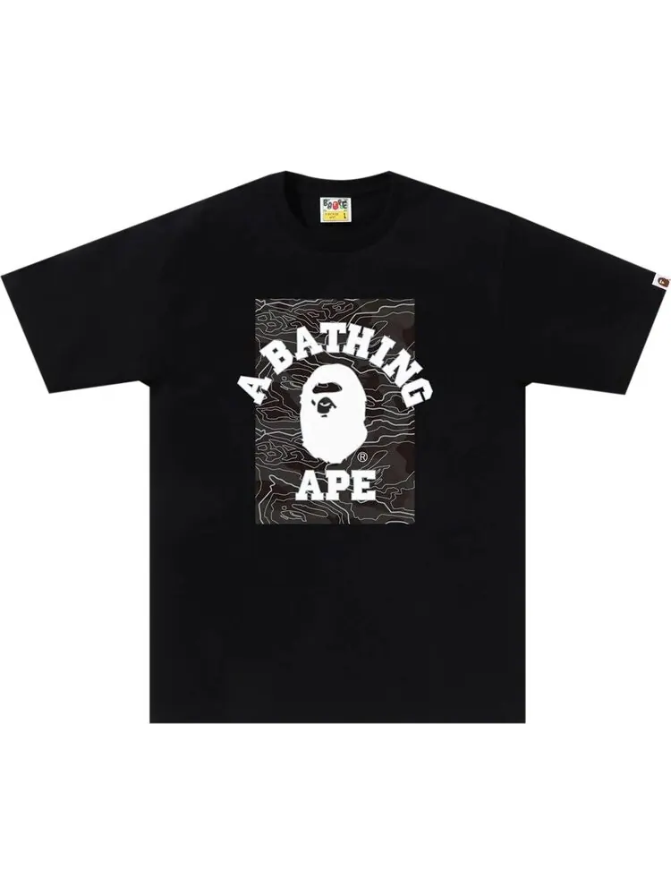 Футболка BAPE Layered Line Camo On College 'Black/Black' — изображение 1 из 1, черный