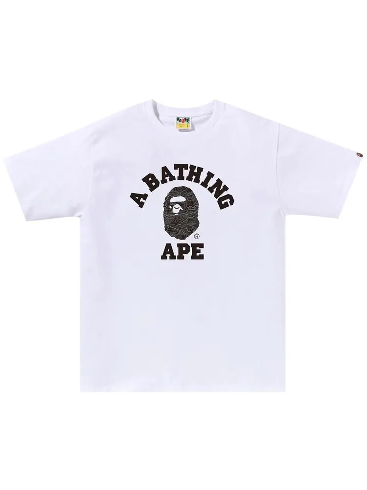 Футболка BAPE Layered Line Camo College 'White/Black' — изображение 1 из 1, белый