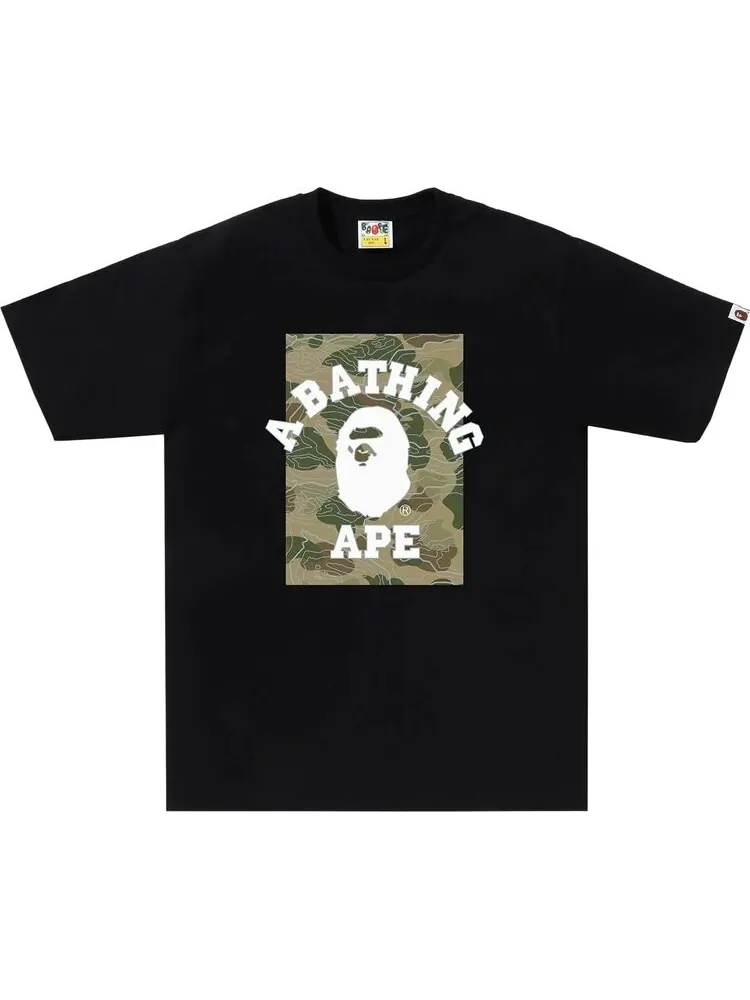 Футболка BAPE Layered Line Camo On College 'Black/Beige' — изображение 1 из 1, черный