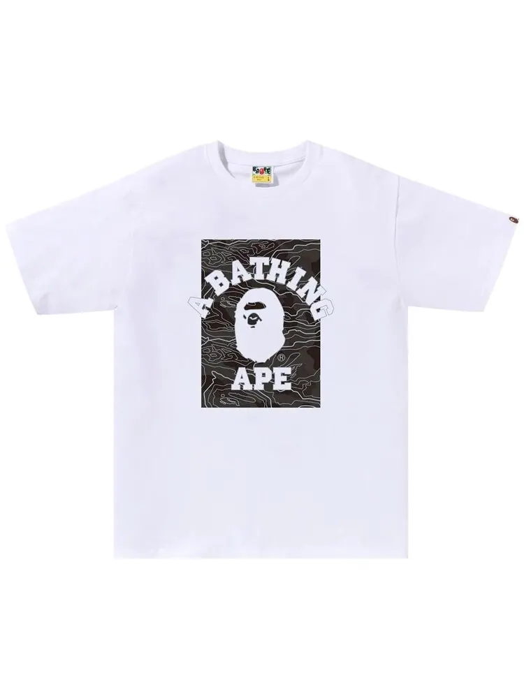 Футболка BAPE Layered Line Camo On College 'White/Black' — изображение 1 из 1, белый
