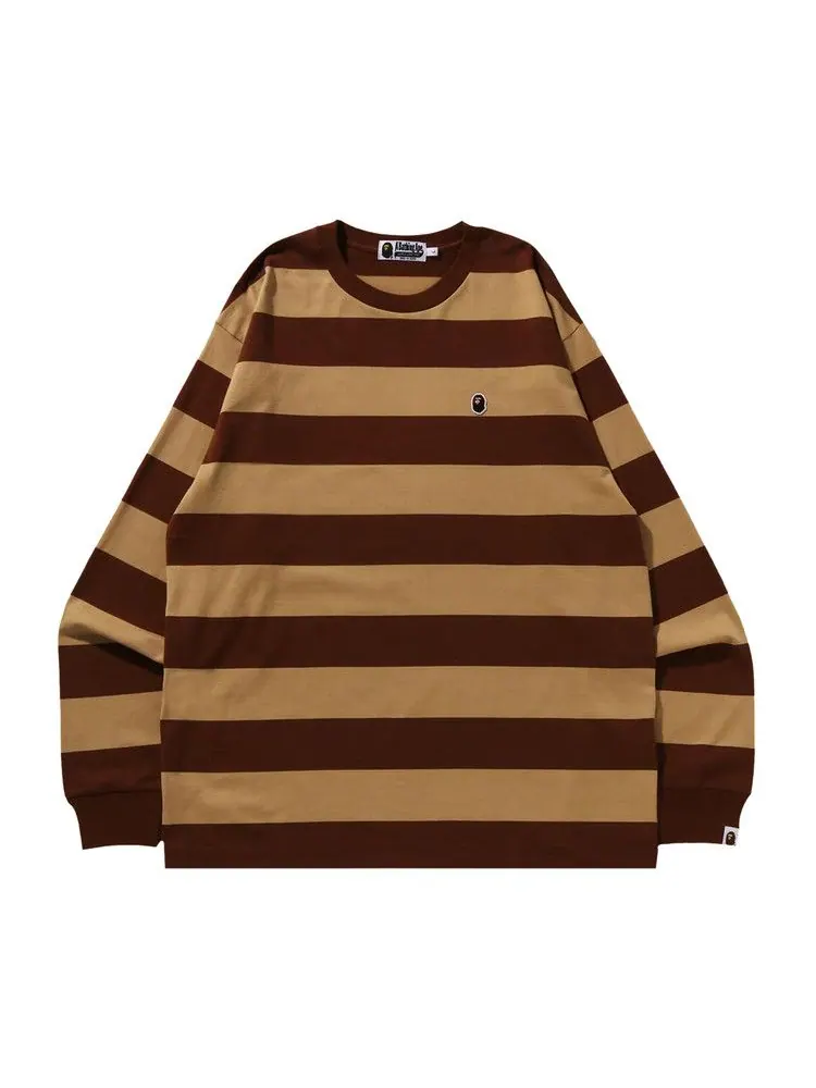 Футболка BAPE Ape Head One Point Hoop Long-Sleeve Tee — изображение 1 из 1, коричневый