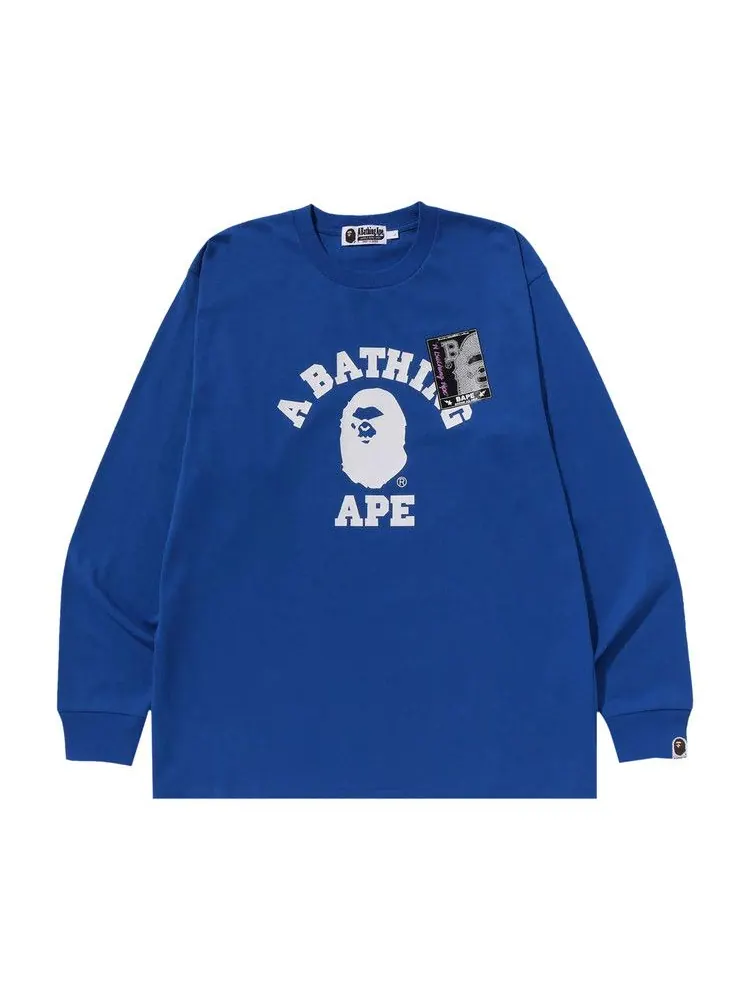 Футболка BAPE Mad Face College Long-Sleeve Tee — изображение 1 из 1, синий