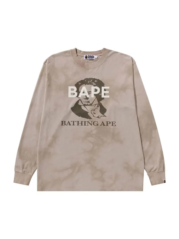 Футболка BAPE Tie Dye Bathing Ape Long-Sleeve Tee — изображение 1 из 1, бежевый