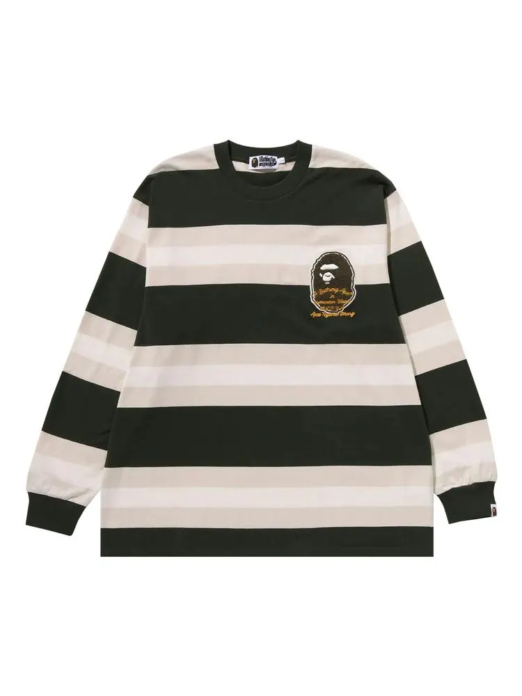 Футболка BAPE Badge Hoop Long-Sleeve Tee — изображение 1 из 1, зеленый