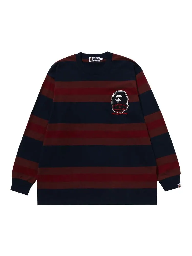 Футболка BAPE Badge Hoop Long-Sleeve Tee — изображение 1 из 1, темно-синий