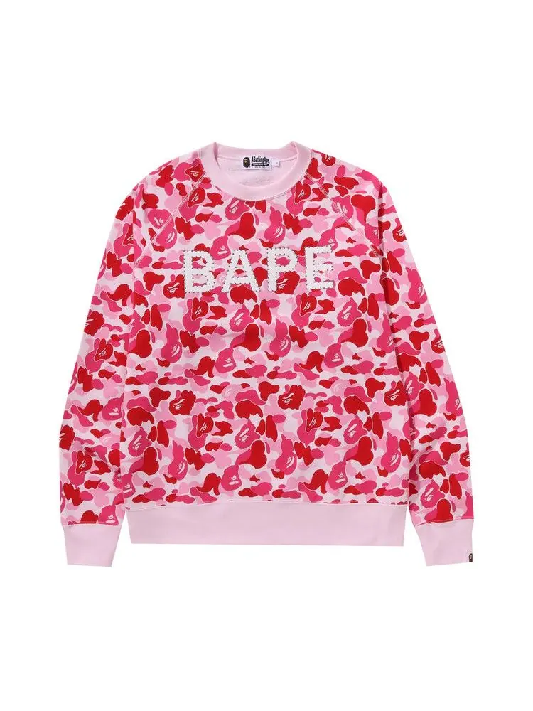 Толстовка BAPE ABC Camo Crystal Stone Crewneck 'Pink' — изображение 1 из 1, розовый