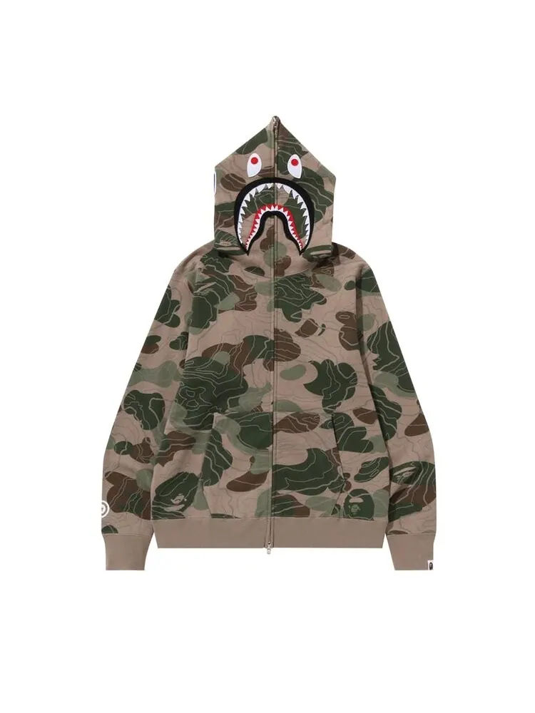 Худи BAPE Layered Line camo Shark Full Zip Hoodie — изображение 1 из 2, бежевый
