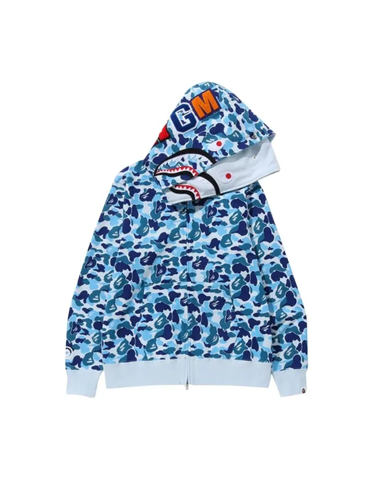 Худи BAPE ABC Camo Double Shark Full Zip 'Blue' — изображение 3 из 4, синий