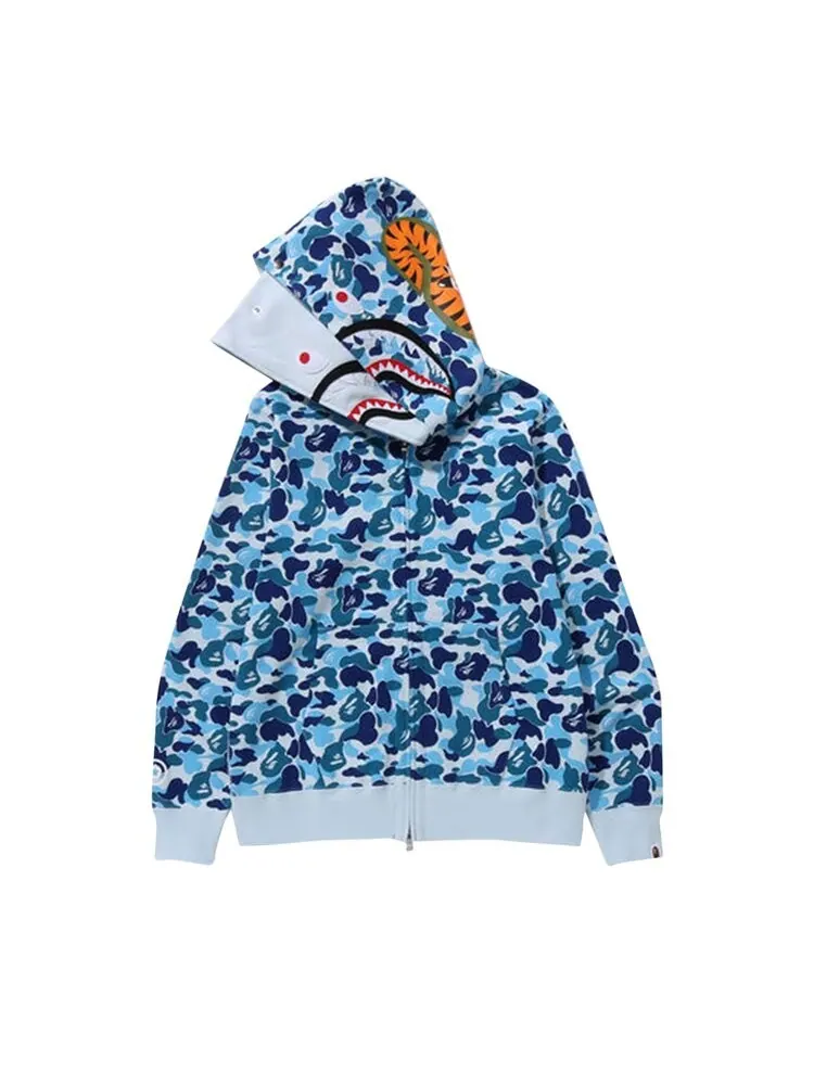 Худи BAPE ABC Camo Double Shark Full Zip 'Blue' — изображение 4 из 4, синий