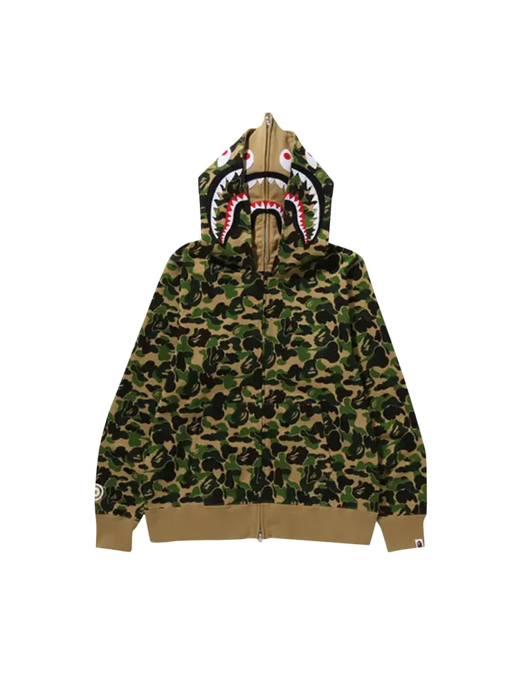 Худи BAPE ABC Camo Double Shark Full Zip 'Green' — изображение 1 из 3, зеленый