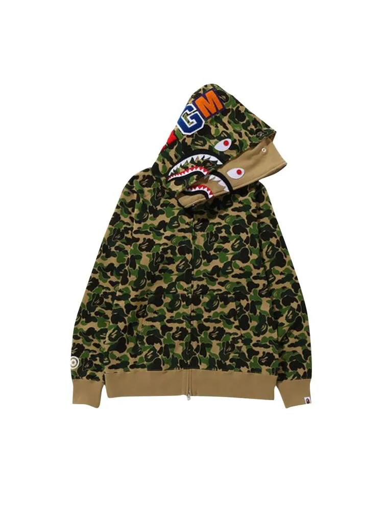 Худи BAPE ABC Camo Double Shark Full Zip 'Green' — изображение 2 из 3, зеленый