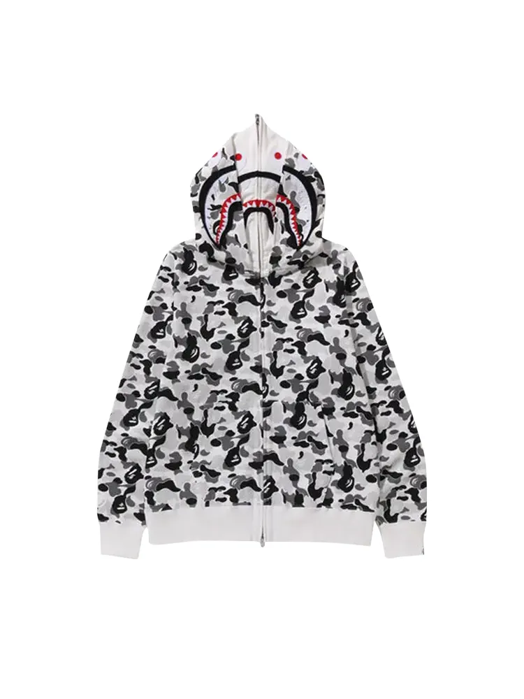 Худи BAPE ABC Camo Double Shark Full Zip 'Grey' — изображение 1 из 3, серый