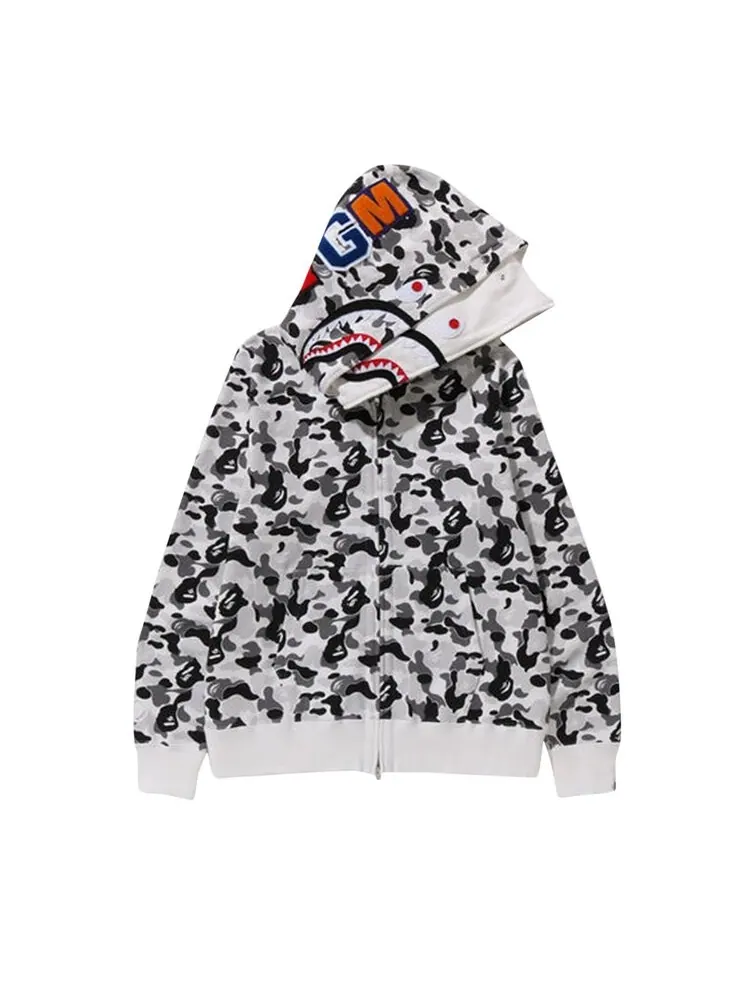 Худи BAPE ABC Camo Double Shark Full Zip 'Grey' — изображение 2 из 3, серый
