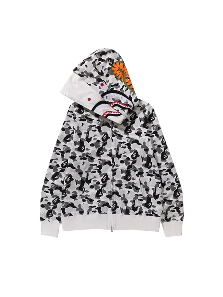 Худи BAPE ABC Camo Double Shark Full Zip 'Grey' — изображение 3 из 3, серый