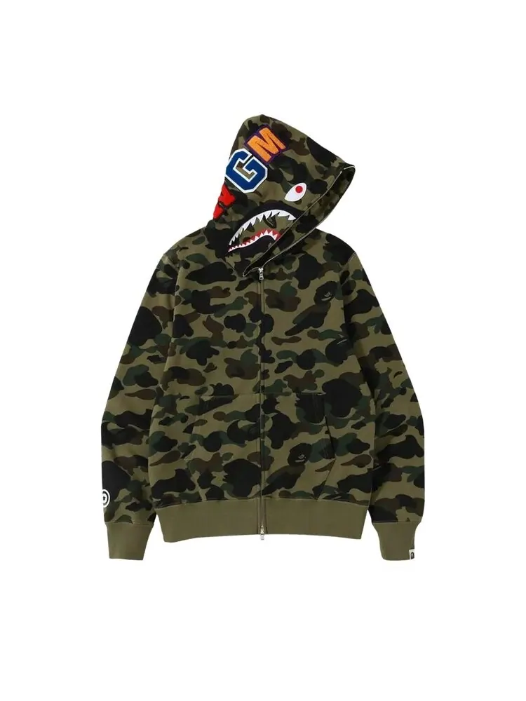 Худи BAPE Camo Shark Full Zip — изображение 1 из 2, зеленый