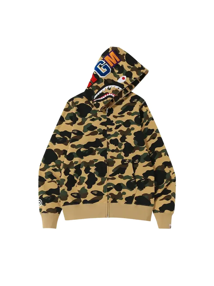 Худи BAPE 1st Camo Shark Full Zip 'Yellow' — изображение 1 из 2, желтый