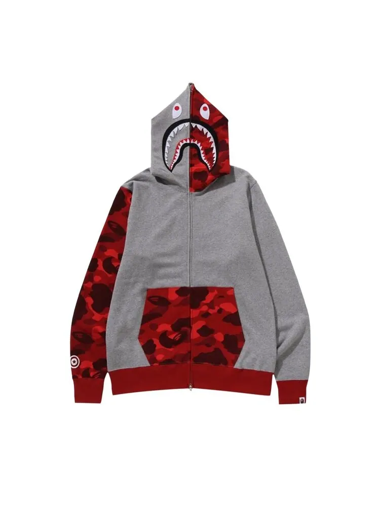 Худи BAPE Color Camo Shark Full Zip 'Red' — изображение 1 из 3, красный