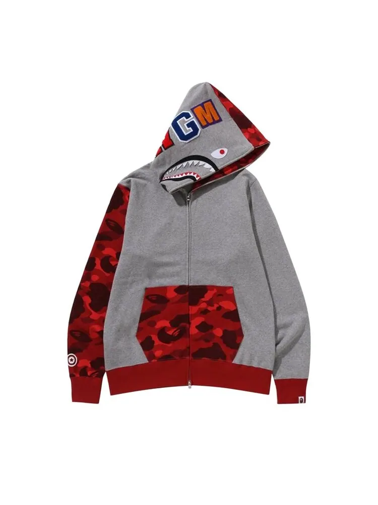 Худи BAPE Color Camo Shark Full Zip 'Red' — изображение 2 из 3, красный