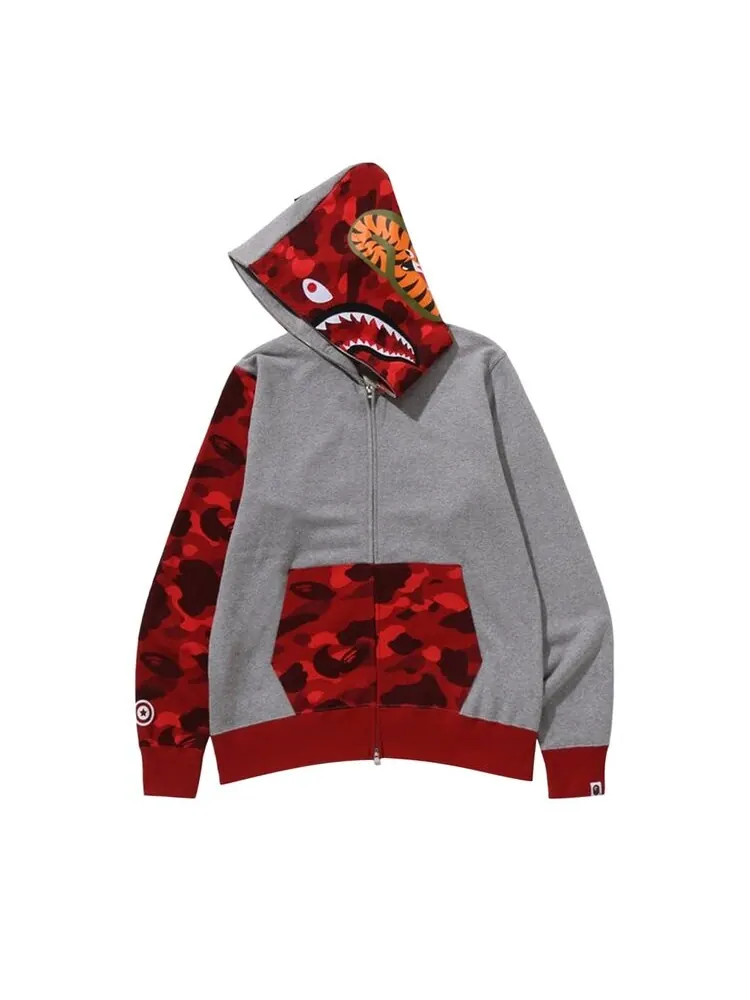 Худи BAPE Color Camo Shark Full Zip 'Red' — изображение 3 из 3, красный