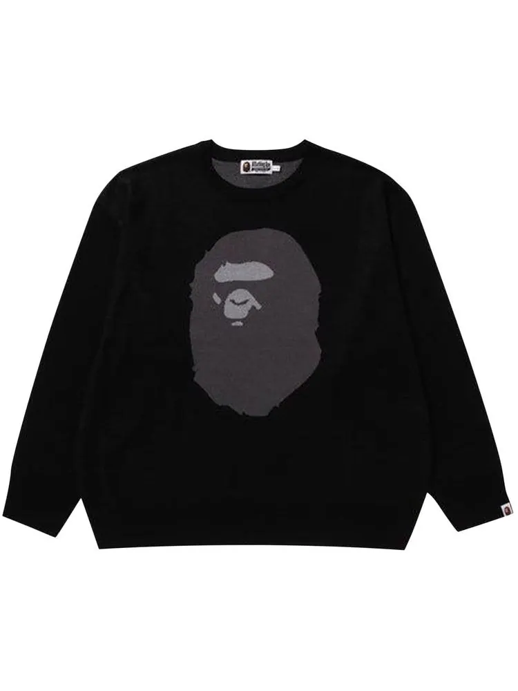 Свитер Bape Ape Head Jacquard Knit Sweater — изображение 1 из 1, черный