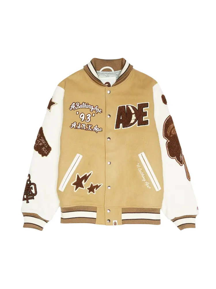 Куртка BAPE Multi Motif Varsity 'Beige' — изображение 1 из 1, загар