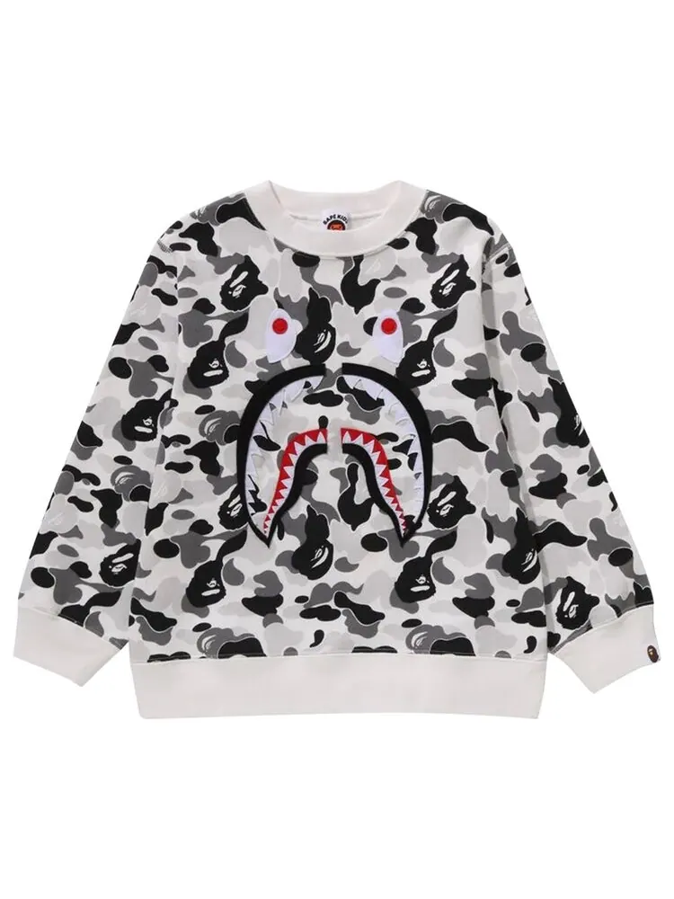 Толстовка BAPE Kids ABC Camo Shark Patch Crewneck — изображение 1 из 1, серый