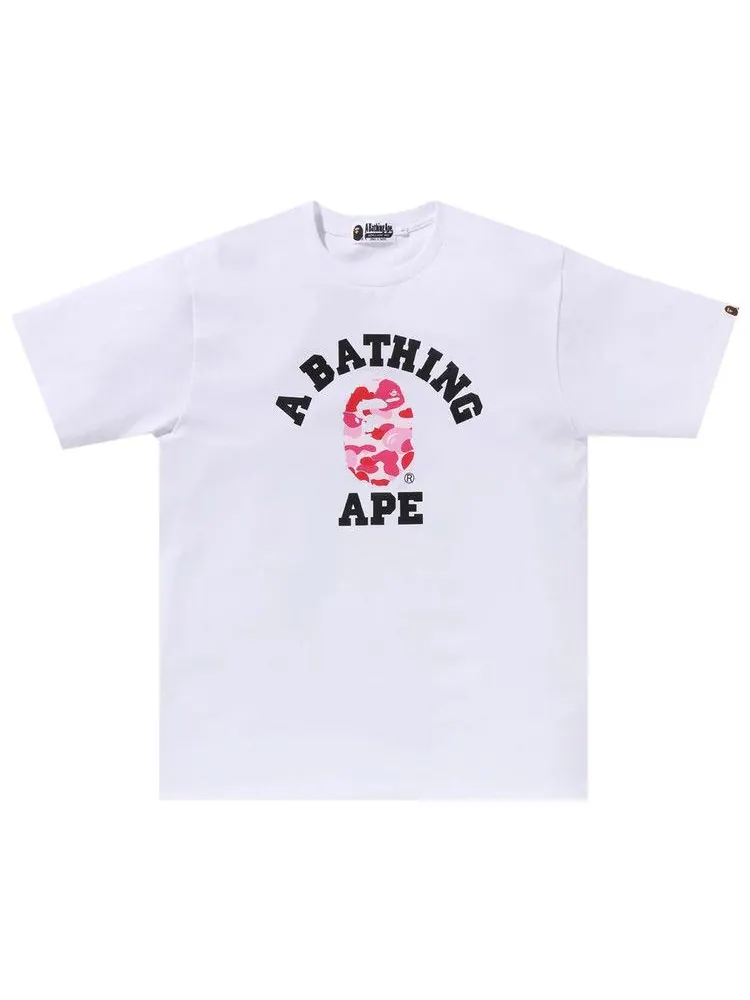 Футболка BAPE ABC Camo College Organic Tee — изображение 1 из 1, белый/розовый