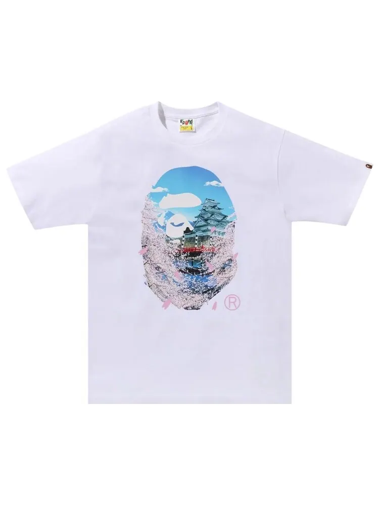 Футболка BAPE Sakura Photo Ape Head 'White' — изображение 1 из 1, белый
