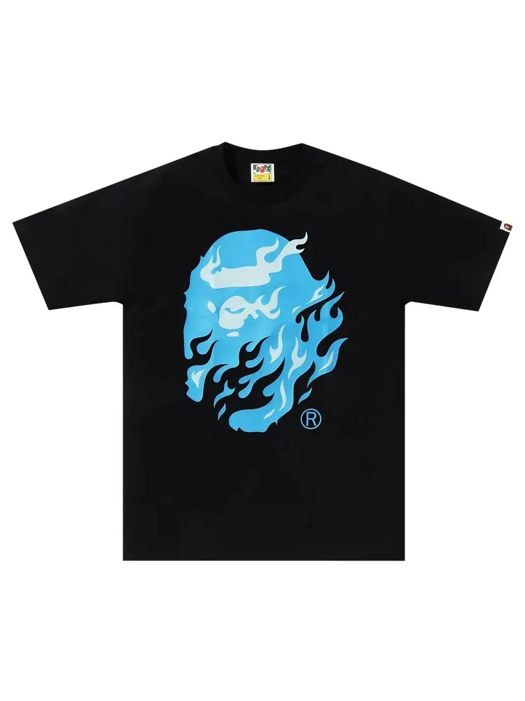 Футболка BAPE Flame Ape Head Tee — изображение 1 из 1, черный/синий