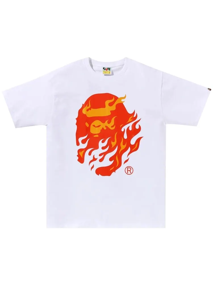 Футболка BAPE Flame Ape Head Tee — изображение 1 из 1, белый/красный