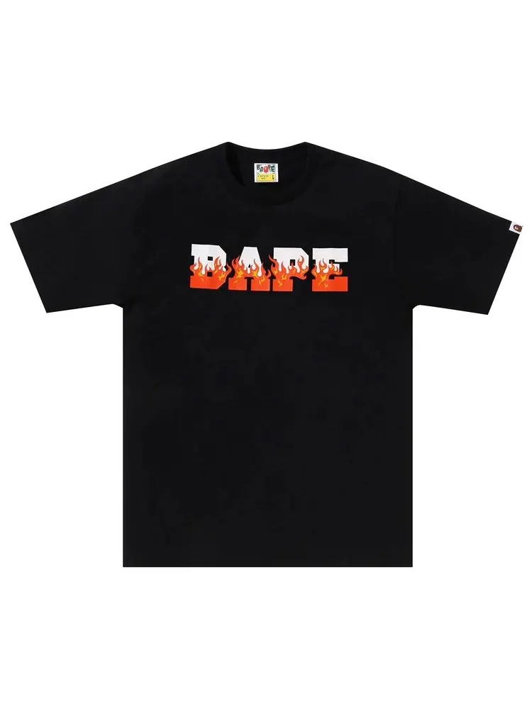 Футболка BAPE Flame Bape Logo Tee — изображение 1 из 1, черный/красный