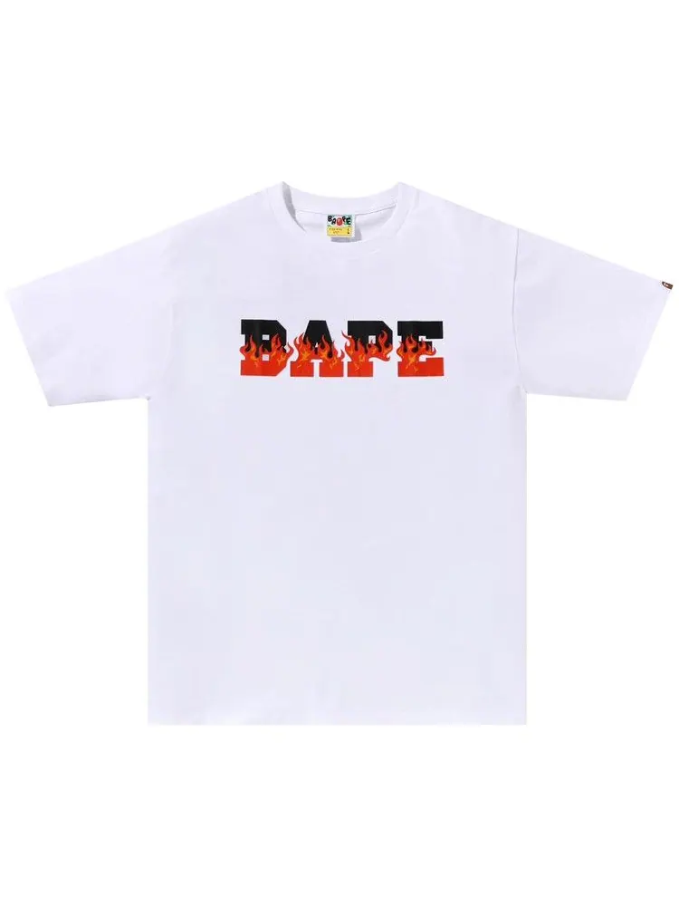 Футболка BAPE Flame Bape Logo Tee — изображение 1 из 1, белый/красный