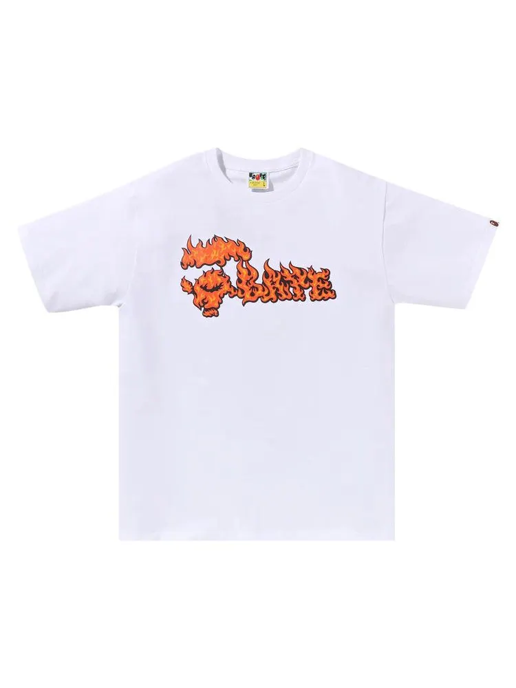 Футболка BAPE Flame Ape Face Tee — изображение 1 из 1, белый/красный