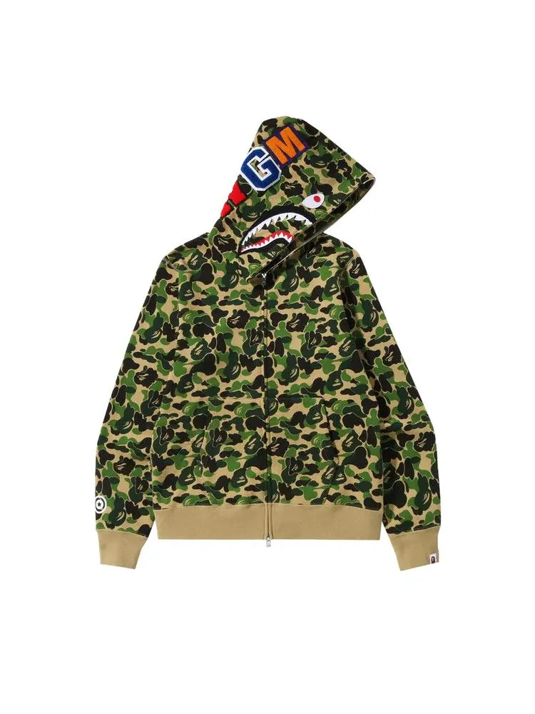 Худи BAPE ABC Camo Shark Full Zip Hoodie — изображение 1 из 2, зеленый