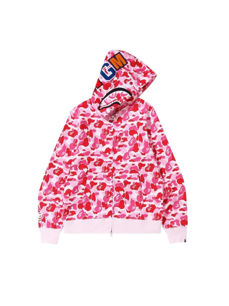 Худи BAPE ABC Camo Shark Full Zip Hoodie — изображение 1 из 2, розовый