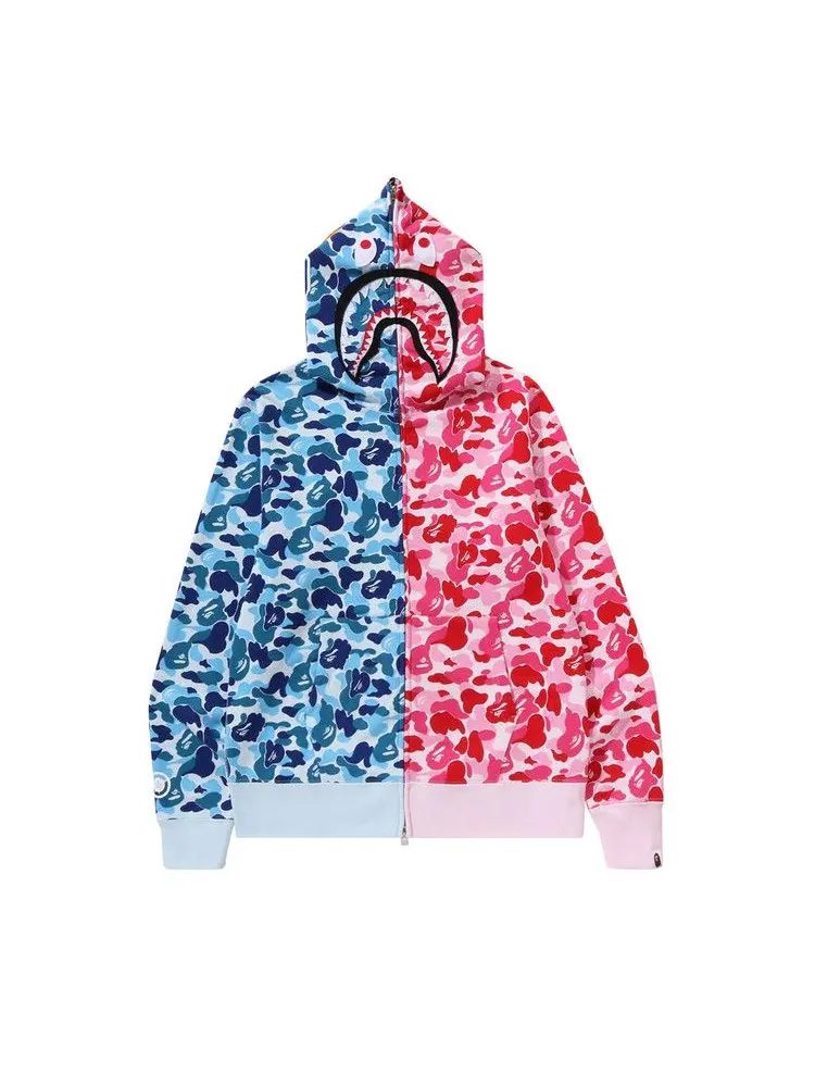 Худи BAPE ABC Camo Crazy Shark Full Zip Hoodie — изображение 1 из 1, синий/розовый