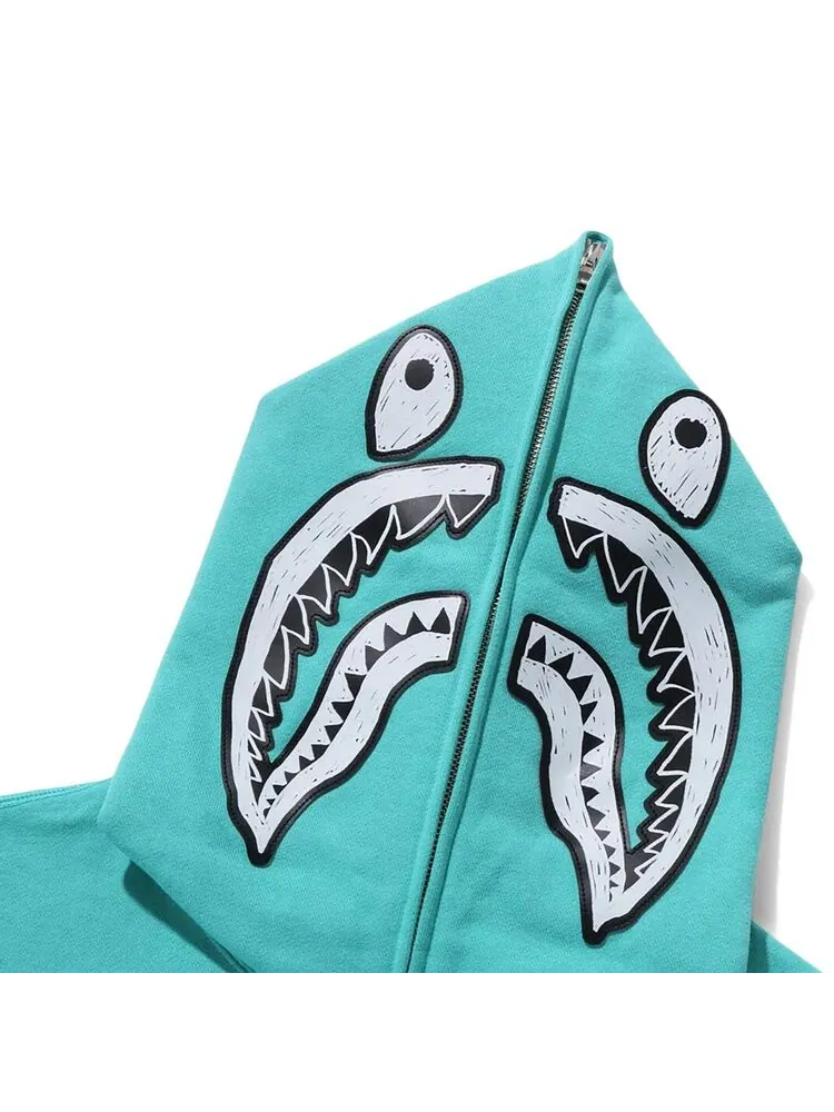 Худи BAPE Hand Drawn Face Relaxed Fit Shark Full Zip Hoodie — изображение 3 из 3, синий