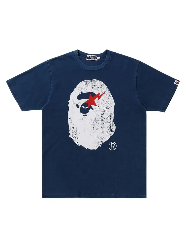 Футболка BAPE Ape Head Indigo Tee — изображение 1 из 2, светлый индиго