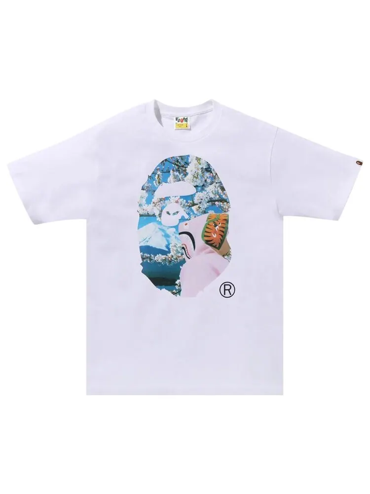 Футболка BAPE Sakura Ape Head Photo #1 'White' — изображение 1 из 1, белый