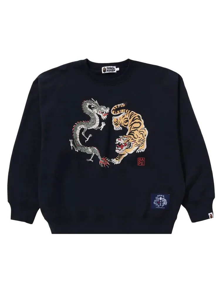 Свитер BAPE Japan Culture Tiger And Dragon Crewneck — изображение 1 из 1, темно-синий